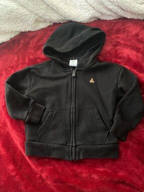 GAP Black Hooded Zip Sweatshirt with Silver Accent